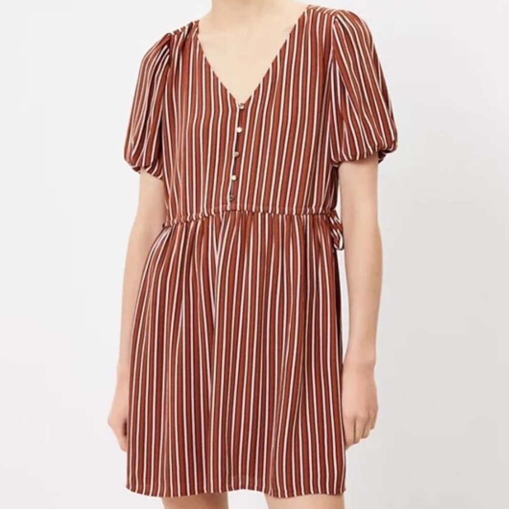 LOFT Stripe Babydoll Side Tie Dress -00